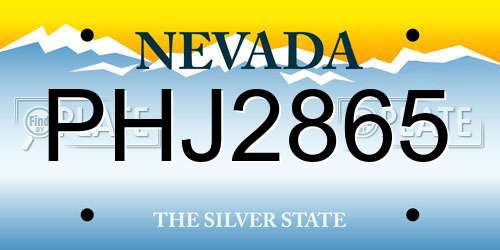 PHJ2865 Nevada License Plate
