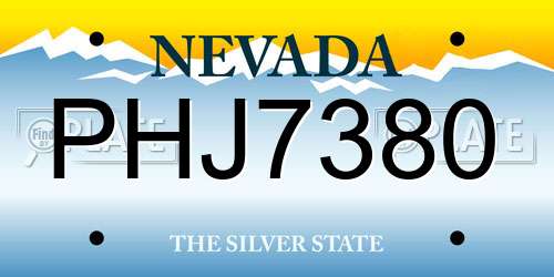 PHJ7380 Nevada License Plate