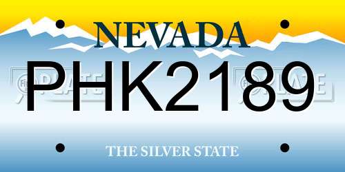 PHK2189 Nevada License Plate