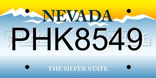 PHK8549 Nevada License Plate