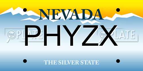 PHYZX Nevada License Plate