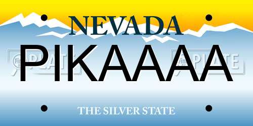 PIKAAAA Nevada License Plate