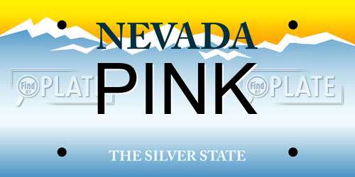PINK Nevada License Plate