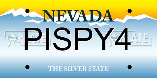 PISPY4 Nevada License Plate