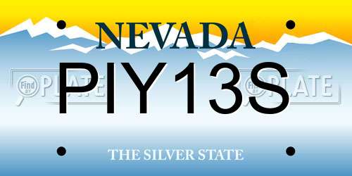 PIY13S Nevada License Plate