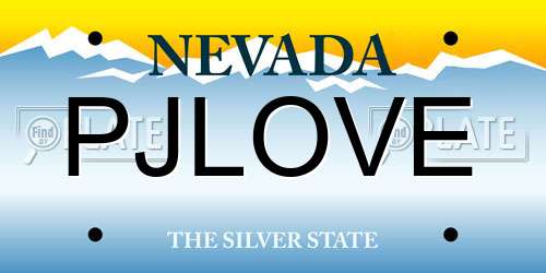 PJLOVE Nevada License Plate