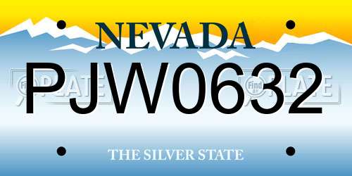 PJW0632 Nevada License Plate