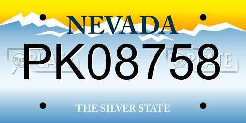 PK08758 Nevada License Plate