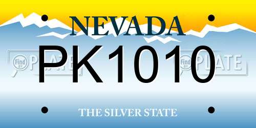 PK1010 Nevada License Plate