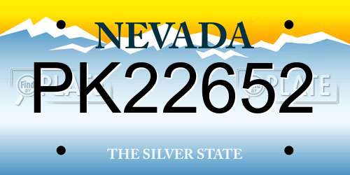 PK22652 Nevada License Plate