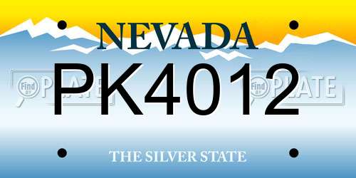 PK4012 Nevada License Plate