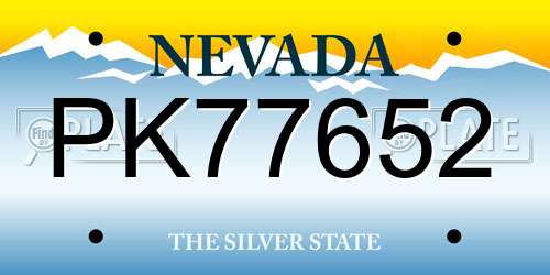 PK77652 Nevada License Plate