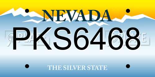 PKS6468 Nevada License Plate