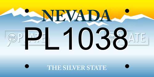 PL1038 Nevada License Plate