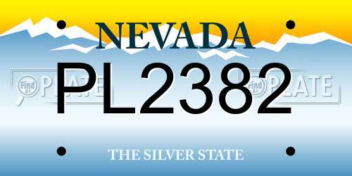 PL2382 Nevada License Plate