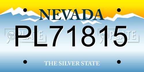 PL71815 Nevada License Plate