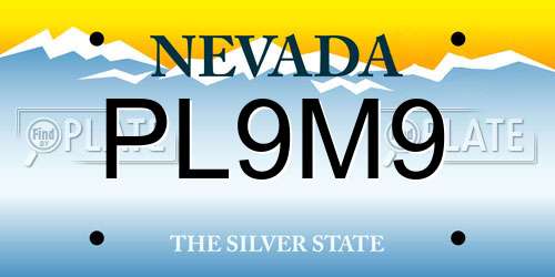 PL9M9 Nevada License Plate