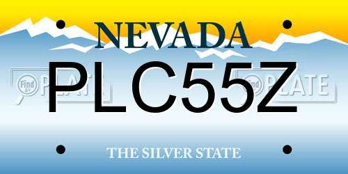 PLC55Z Nevada License Plate