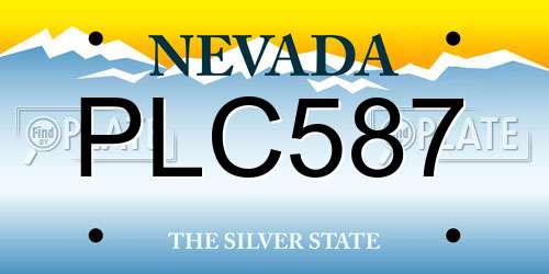 PLC587 Nevada License Plate