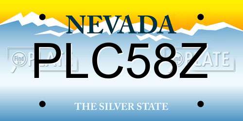PLC58Z Nevada License Plate