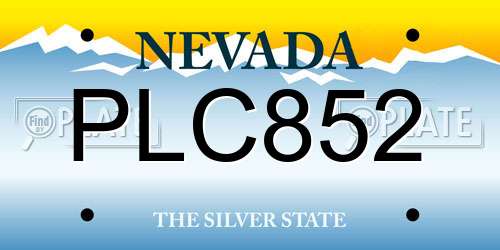 PLC852 Nevada License Plate