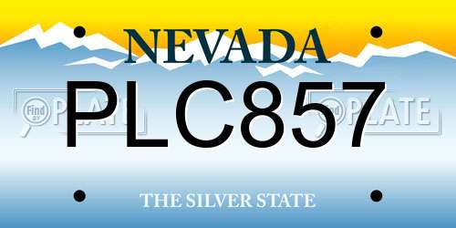 PLC857 Nevada License Plate