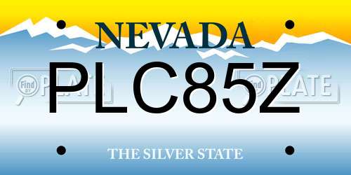 PLC85Z Nevada License Plate