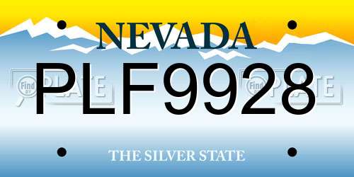 PLF9928 Nevada License Plate