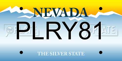 PLRY81 Nevada License Plate