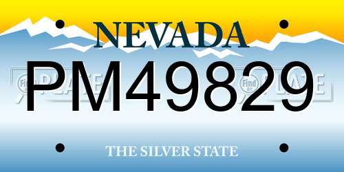 PM49829 Nevada License Plate