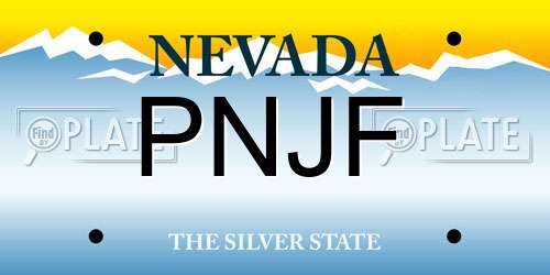 PNJF Nevada License Plate