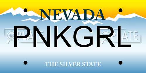 PNKGRL Nevada License Plate