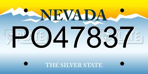 PO47837 Nevada License Plate