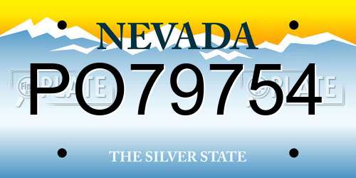 PO79754 Nevada License Plate