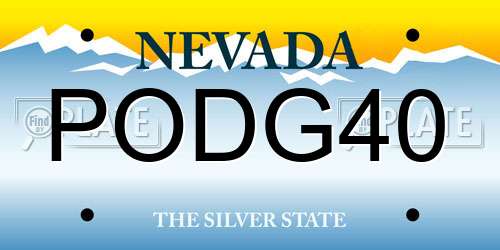 PODG40 Nevada License Plate