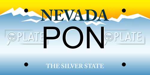 PON Nevada License Plate