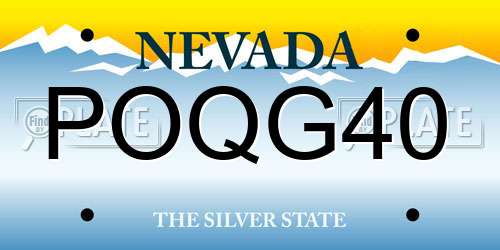 POQG40 Nevada License Plate