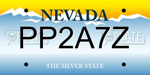 PP2A7Z Nevada License Plate