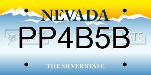 PP4B5B Nevada License Plate