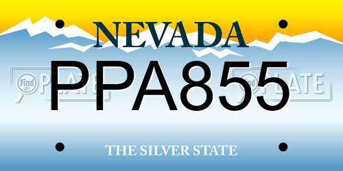 PPA855 Nevada License Plate