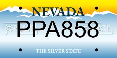 PPA858 Nevada License Plate