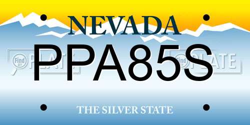 PPA85S Nevada License Plate