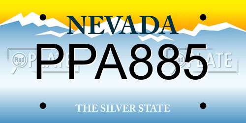 PPA885 Nevada License Plate