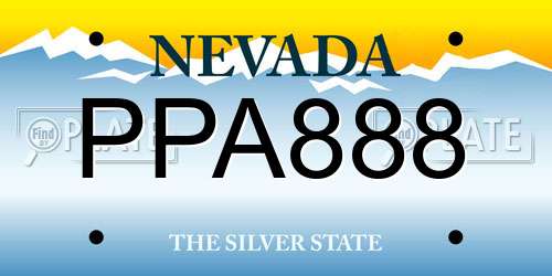 PPA888 Nevada License Plate