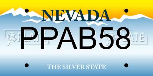 PPAB58 Nevada License Plate