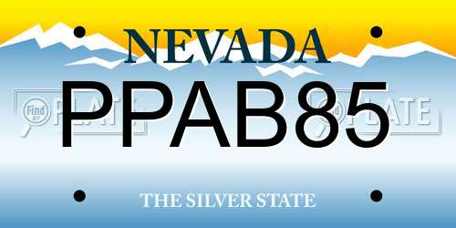 PPAB85 Nevada License Plate