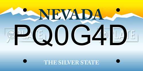 PQ0G4D Nevada License Plate