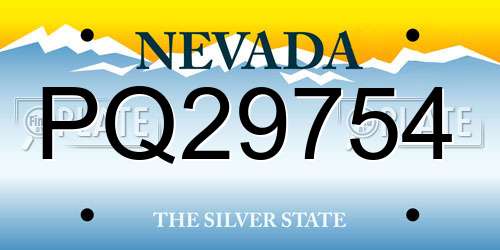 PQ29754 Nevada License Plate