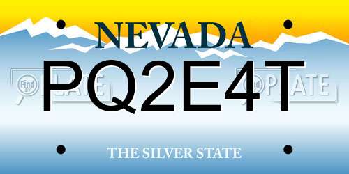 PQ2E4T Nevada License Plate