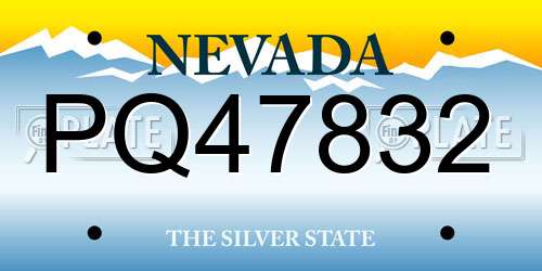 PQ47832 Nevada License Plate